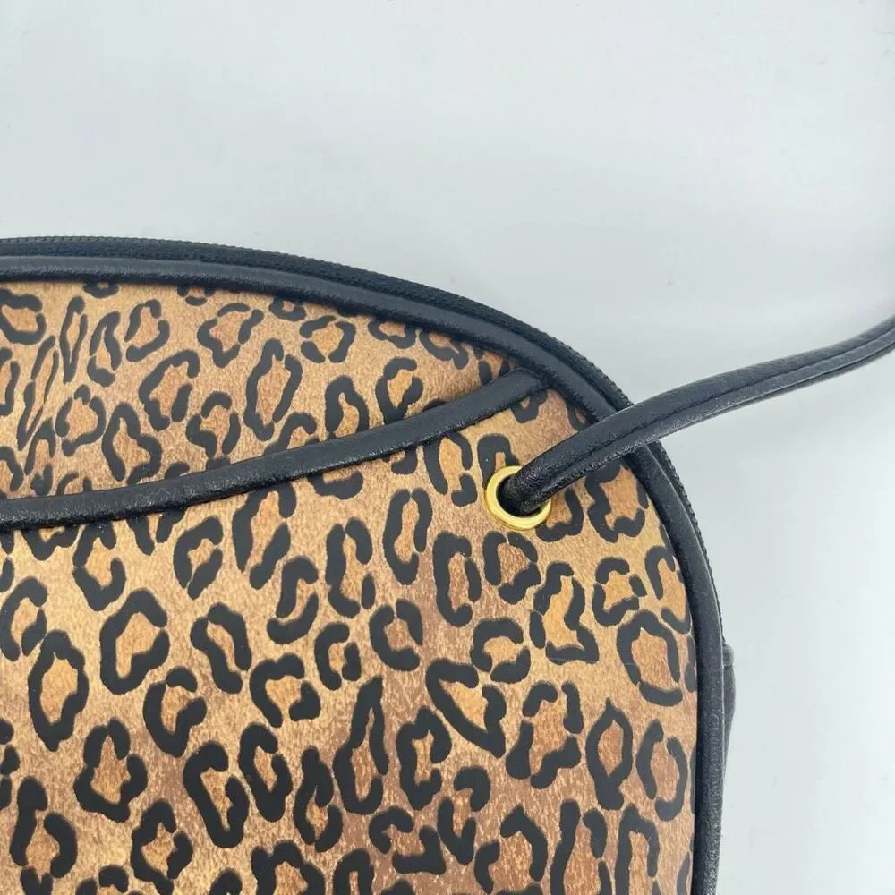 Leopard Print Crossbody Bag Faux Leather Minimalist Everyday Purse Chic